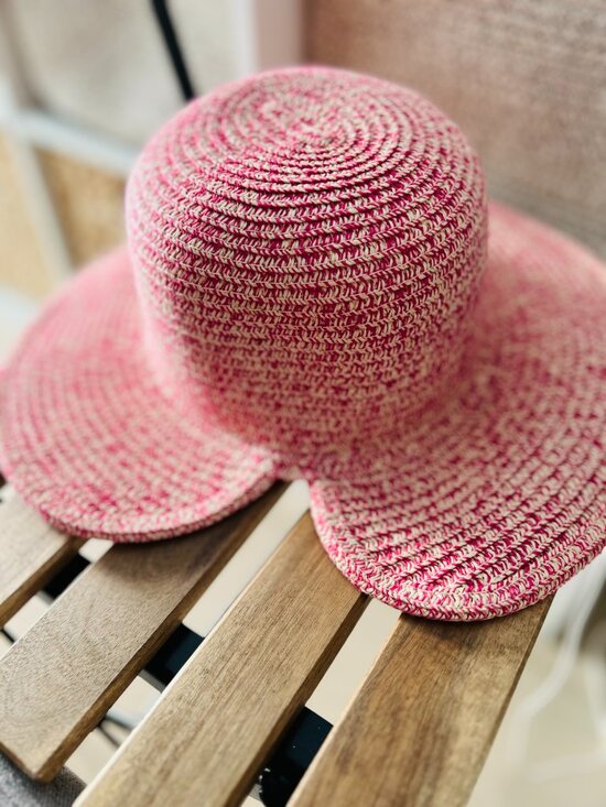 Pink Woven Resort Sun Hat with Wavy Brim – New main image 12